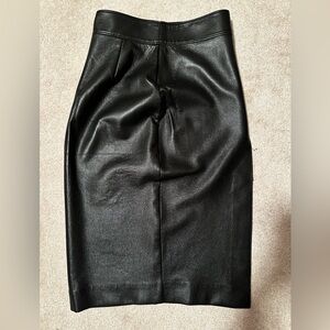 Babaton Black Leather Midi Skirt